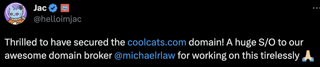 Cool Cats acquired .com